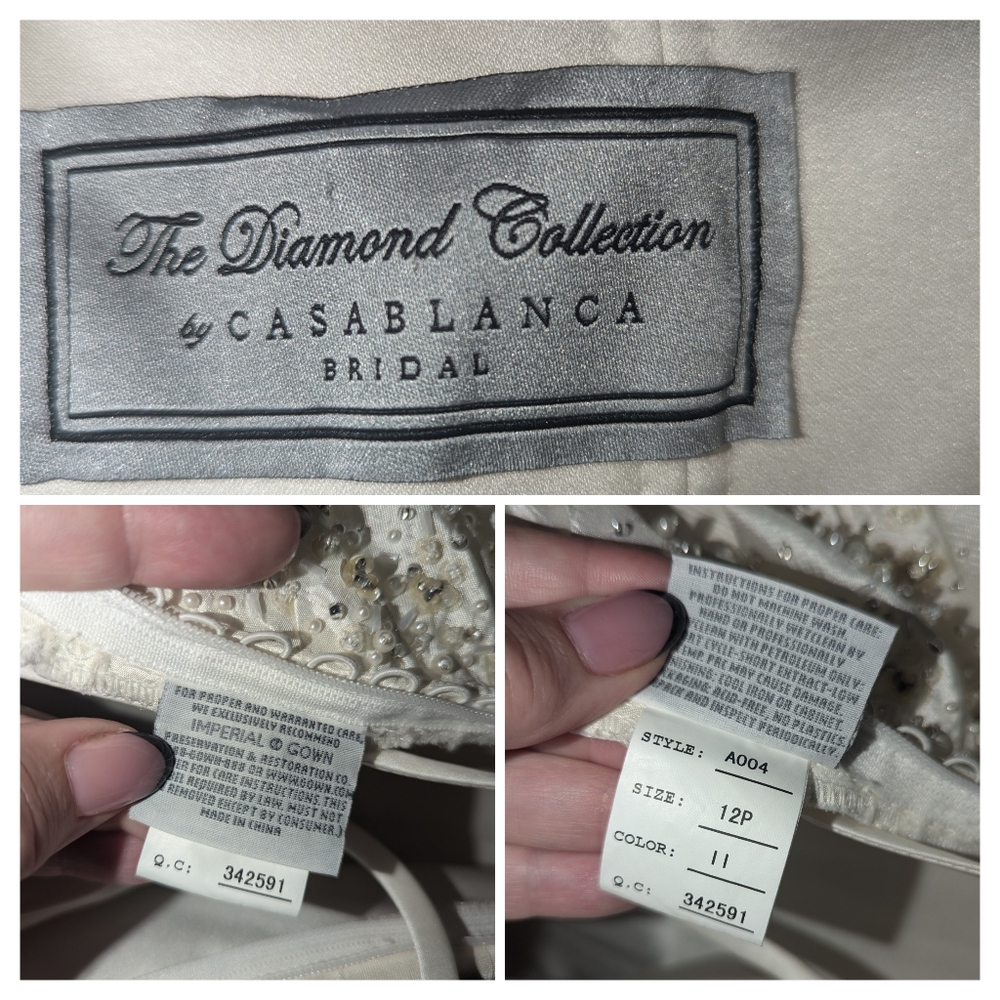 The DIAMOND COLLECTION Strapless Sequin Wedding Dress 12P - Picture 17 of 17
